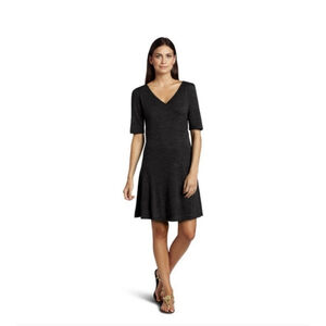 Prana Nadia Charcoal grey faux wrap long sleeve dress sz S Wool Blend Stretch